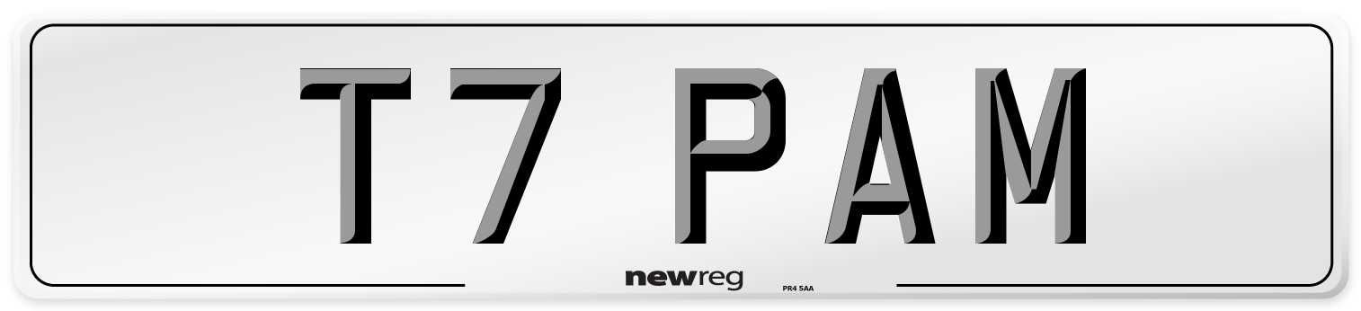 T7 PAM Number Plate from New Reg
